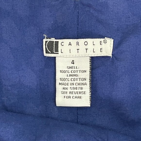 Carole Little Sleeveless 100% Cotton Dress Blue & White Women's Size 4 - Picture 8 of 9